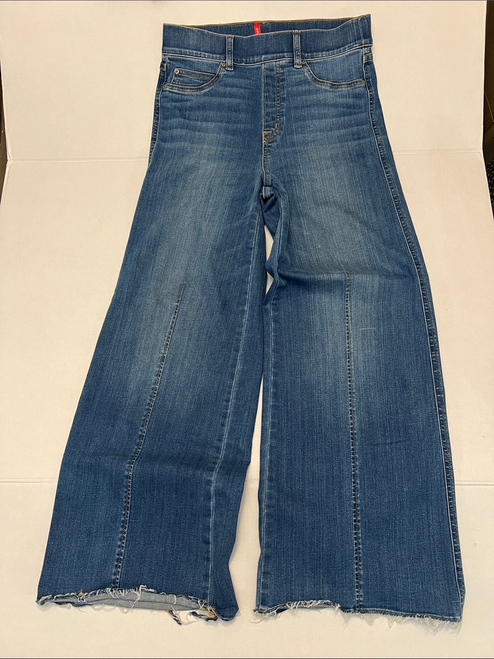SPANX Wide-Leg High-Rise Jeans Medium Wash Stretch Shaping denim pants medium